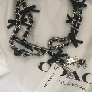 Coach Leather Chain Strap With Bows